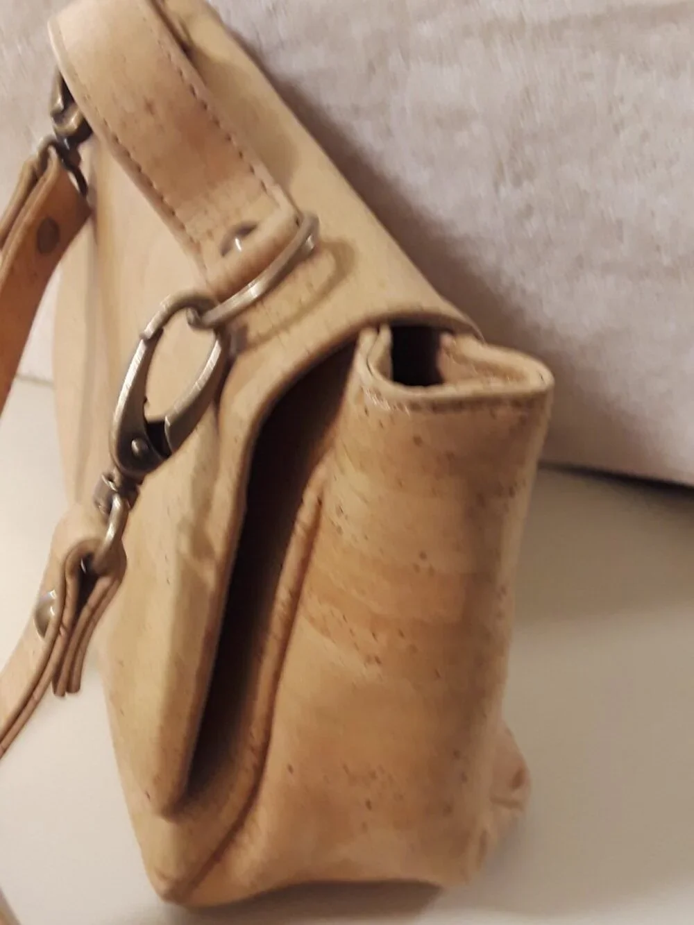 Natural Cork Portugal Convertible Satchel Crossbody Bag Top Handle and Strap EUC